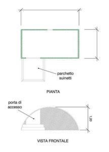 prospetto capannina ad arco per suini