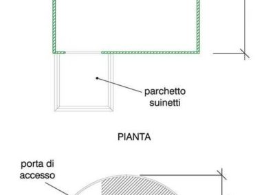 prospetto capannina ad arco per suini